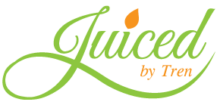 A green and orange logo for juice by the sea.